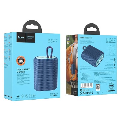 Bluetooth колонка Hoco BS47 BT5.0/1200mAh/3ч/5Вт/TF/FM синяя Bluetooth колонка Hoco BS47 BT5.0/1200mAh/3ч/5Вт/TF/FM синяя