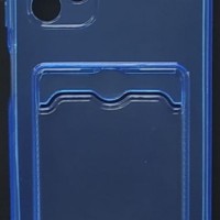 Чехол-накладка силикон с карманом под карту Samsung Galaxy A13 4G прозрачная синяя