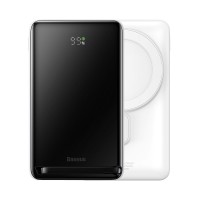 Powerbank с беспроводной зарядкой Baseus Magnetic Bracket Wireless 10000mAh 20W (PPCX000202) белый