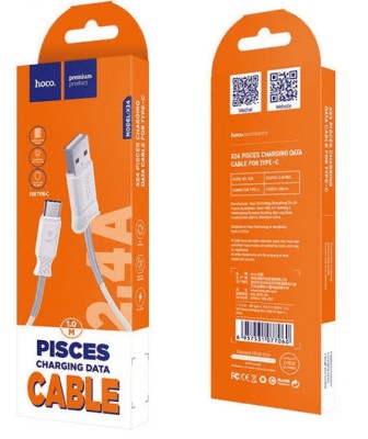 Usb Кабель-зарядка Type-C Hoco X24 Pisces 2.4A 1м силиконовый белый Usb Кабель-зарядка Type-C Hoco X24 Pisces 2.4A 1м силиконовый белый