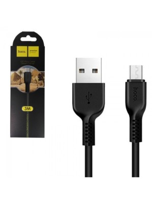 Usb Кабель-зарядка Micro Hoco X20 Flash 3м силиконовый чёрный Usb Кабель-зарядка Micro Hoco X20 Flash 3м силиконовый чёрный