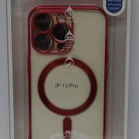Накладка для i-Phone 13 Pro J-Case Magsafe силикон прозрачный красная рамка