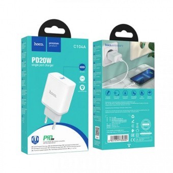 Сетевое зар. устр. Hoco C104A /1С PD3.0/QC3.0 20W белое Сетевое зар. устр. Hoco C104A /1С PD3.0/QC3.0 20W белое