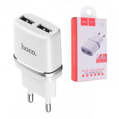 Сетевое зар. устр. Hoco C12 2USB 2.4A белое Сетевое зар. устр. Hoco C12 2USB 2.4A белое
