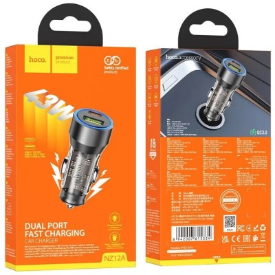 Автомобильное заряд. устр. Hoco NZ12A 1USB/1C 43W черный Автомобильное заряд. устр. Hoco NZ12A 1USB/1C 43W - это универсальный аксессуар, который быстро восполнит заряд аккумулятора ваших мобильных гаджетов, если он практически разрядился. Это автомобильное зарядное устройство подключается в прикуриватель автомобиля с напряжением от 12-24В и оснащено двумя портами для подключения устройств, usb и type с. При этом два устройства могут заряжаться одновременно. Если вам необходимо автомобильное зарядное устройство для видеорегистратора, то этот разветвитель прикуривателя даст вам возможность заряжать одновременно и видеорегистратор, и смартфон. Поддержка QC3.0 PD1-Type-C 43W,PD/1-USB 18W.