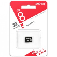 micro SDHC карта памяти Smartbuy 8GB Сlass 10 (без адаптера)