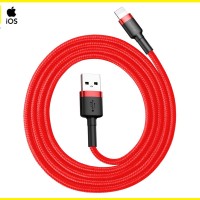 Кабель для зарядки Iphone Baseus Cafule с быстрой зарядкой 1м, в тканевой оплетке, красный