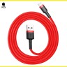 Кабель для зарядки Iphone Baseus Cafule с быстрой зарядкой 1м, в тканевой оплетке, красный
