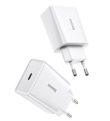 Сетевое зарядное устройство с Type C, скоростная зарядка Baseus Speed Mini 1C 3A/20W, белое Сетевое зар. устр. Baseus Speed Mini 1C 3A 20W CCFS-SN02 белое
