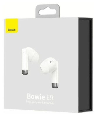 Мобильная Bluetooth-гарнитура Baseus Bowie E9 BT5.0/40mAh (400mAh)/5ч (NGTW120002) белая Мобильная Bluetooth-гарнитура Baseus Bowie E9 BT5.0/40mAh (400mAh)/5ч (NGTW120002) белая