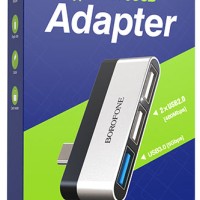 OTG TYPE-C на 3USB Borofone DH1 серебристый