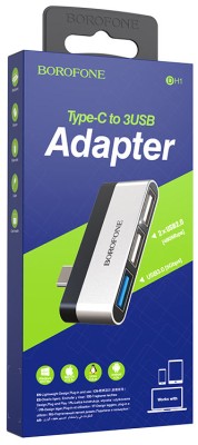 OTG TYPE-C на 3USB Borofone DH1 серебристый OTG TYPE-C на 3USB Borofone DH1 серебристый