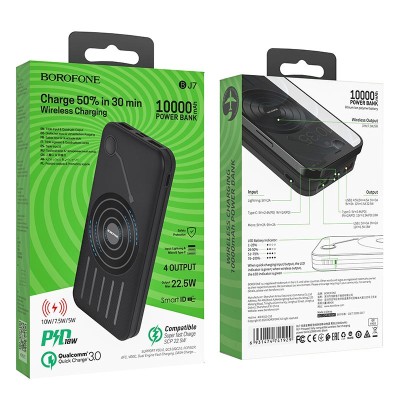 Powerbank с беспроводной зарядкой Borofone BJ7 10000mAh 2USB+Micro+Type-C+Lightning черный Powerbank с беспроводной зарядкой Borofone BJ7 10000mAh 2USB+Micro+Type-C+Lightning черный