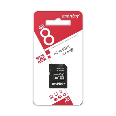 micro SDHC карта памяти Smartbuy 8GB Сlass 10 (с адаптером SD) COMPACT micro SDHC карта памяти Smartbuy 8GB Сlass 10 (с адаптером SD) COMPACT