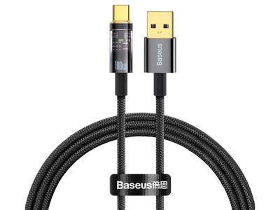 Usb Кабель-зарядка TYPE-C Baseus Explorer 100W, 1 метр, черный Usb Кабель-зарядка TYPE-C Baseus Explorer 100W 1м (CATS000201) черный
