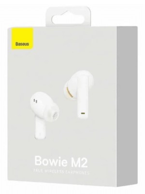 Мобильная Bluetooth-гарнитура Baseus Bowie M2 BT5.2/40mAh (400mAh)/5ч/ANC (NGTW140002) белая Мобильная Bluetooth-гарнитура Baseus Bowie M2 BT5.2/40mAh (400mAh)/5ч/ANC (NGTW140002) белая