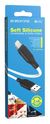 Usb Кабель-зарядка Lightning Borofone BX42 Encore silicone 2.4A 1м силиконовый белый Usb Кабель-зарядка Lightning Borofone BX42 Encore silicone 2.4A 1м силиконовый белый