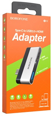 OTG TYPE-C на USB3.0+HDMI Borofone DH2 серебристый OTG TYPE-C на USB3.0+HDMI Borofone DH2 серебристый