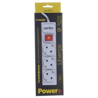 Сетевой фильтр Perfeo Power+ (PF-PP-3/1,8-G) 1.8м/3 розетки серый