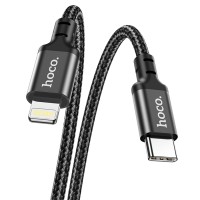 Usb Кабель-зарядка Type-C на Lightning Hoco X14 Double 3A 20W 2м в тканевой оплетке черный