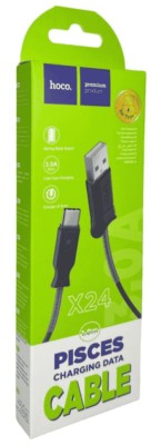 Usb Кабель-зарядка Type-C Hoco X24 Pisces 3A 1м силиконовый чёрный Usb Кабель-зарядка Type-C Hoco X24 Pisces 3A 1м силиконовый чёрный