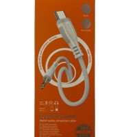 Кабель-переходник Borofone BL14 Type-C (папа) на AUX 3.5мм (папа) 1м тканевой оплёт бело-серый