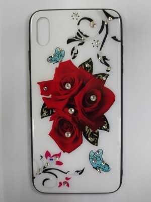 Накладка для i-Phone XS Max силикон со стеклом рисунок стразами Накладка для i-Phone XS Max силикон со стеклом рисунок стразами
