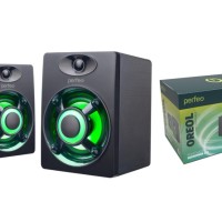 Акустическая система 2.0 Perfeo OREOL мощность 2х3 Вт, LED подсветка 7 цв., чёрная, USB
