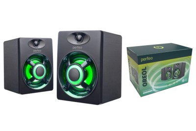Акустическая система 2.0 Perfeo OREOL мощность 2х3 Вт, LED подсветка 7 цв., чёрная, USB Акустическая система 2.0 Perfeo OREOL мощность 2х3 Вт, LED подсветка 7 цв., чёрная, USB