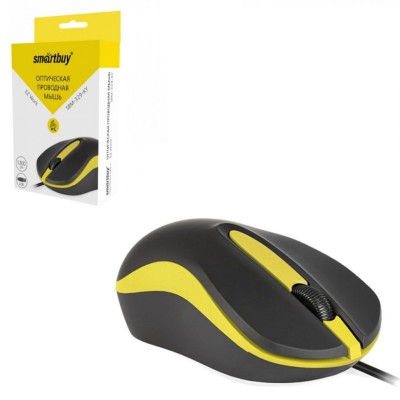 Мышь проводная Smartbuy ONE 329 USB/DPI 1200/3 кнопки/1.35м (SBM-329-KY) черно-желтая Мышь проводная Smartbuy ONE 329 USB/DPI 1200/3 кнопки/1.35м (SBM-329-KY) черно-желтая