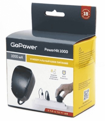 Импульсный блок питания GoPower PowerHit 1000 12V/1000 mA (8 переходников) Импульсный блок питания GoPower PowerHit 1000 12V/1000 mA (8 переходников)