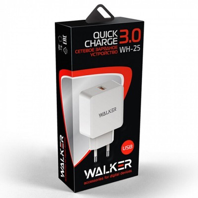Сетевое зар. устр. Walker WH-25 1USB 2.1A быстрый заряд QC 3.0 белое Сетевое зар. устр. Walker WH-25 1USB 2.1A быстрый заряд QC 3.0 белое