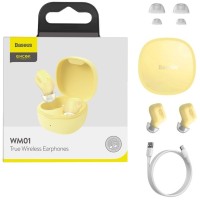 Мобильная Bluetooth-гарнитура TWS Baseus Encok WM01 BT5.0/60mAh (300mAh)/6ч (NGWM01-OY) желтая
