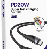 Usb Кабель-зарядка Type-C на Lightning Hoco U95 Freeway 3A 20W 1.2м в нейлоновой оплетке черный