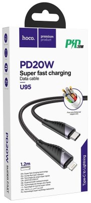Usb Кабель-зарядка Type-C на Lightning Hoco U95 Freeway 3A 20W 1.2м в нейлоновой оплетке черный Usb Кабель-зарядка Type-C на Lightning Hoco U95 Freeway 3A 20W 1.2м в нейлоновой оплетке черный