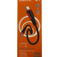 Кабель-переходник Borofone BL14 Type-C (папа) на AUX 3.5мм (папа) 1м тканевой оплёт красно-черный