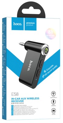 Bluetooth адаптер для магнитолы Hoco E58 BT5.0/140mAh/8ч/AUX черный Bluetooth адаптер для магнитолы Hoco E58 BT5.0/140mAh/8ч/AUX черный