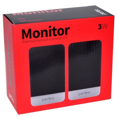 Акустическая система 2.0 Perfeo MONITOR мощность 2х1.5 Вт (RMS), USB, черная Акустическая система 2.0 Perfeo MONITOR мощность 2х1.5 Вт (RMS), USB, черная