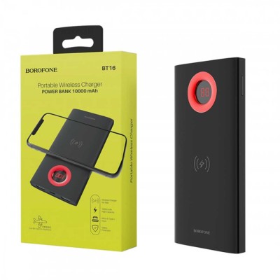 Powerbank с беспроводной зарядкой Borofone BT16 10000mAh 2USB черный Powerbank с беспроводной зарядкой Borofone BT16 10000mAh 2USB черный