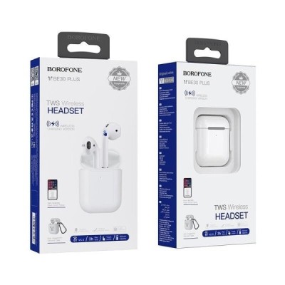 Беспроводные наушники TWS Borofone BE30 Plus BT5.0/35mAh/3.5ч белые Беспроводные наушники TWS Borofone BE30 Plus BT5.0/35mAh/3.5ч белые