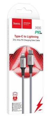 Usb Кабель-зарядка Type-C на Lightning Hoco X66 Howdy 20W 1м силиконовый серый Usb Кабель-зарядка Type-C на Lightning Hoco X66 Howdy 20W 1м силиконовый серый