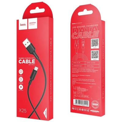 Usb Кабель-зарядка Type-C Hoco X25 Soarer 3A 1м силиконовый черный Usb Кабель-зарядка Type-C Hoco X25 Soarer 3A 1м силиконовый черный