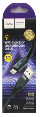 Usb Кабель-зарядка Lightning Hoco DU08 2.4A 1м черный Usb Кабель-зарядка Lightning Hoco DU08 2.4A 1м черный