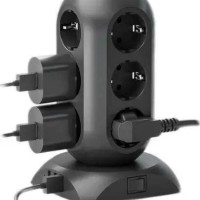 Сетевой фильтр Tessan 12 розеток, 3 USB, 1.5м чёрный