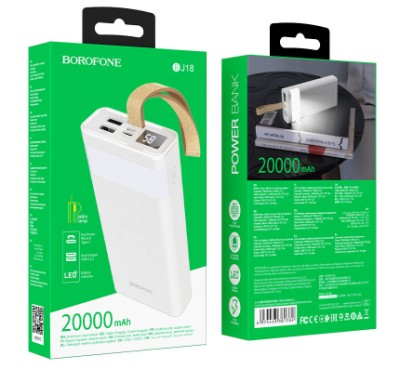 Powerbank Borofone BJ18 20000mAh 2A 2USB/Type-C с дисплеем белый Powerbank Borofone BJ18 20000mAh 2A 2USB/Type-C с дисплеем белый