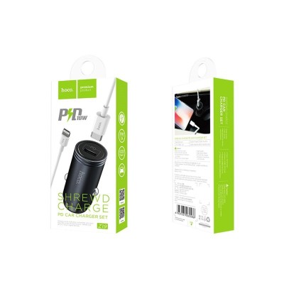 Автомобильное заряд. устр. Hoco Z19 1port Type-C QC3.0 с шнуром Lightning, черное Автомобильное заряд. устр. Hoco Z19 1port Type-C QC3.0 с шнуром Lightning, черное