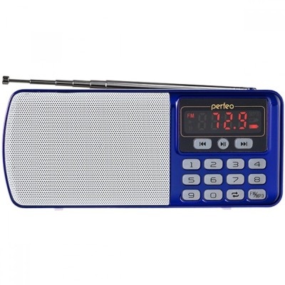 Портативный радиоприемник Perfeo Егерь 3Вт/FM/AUX/USB/MicroSD/1000mAh (PF_5027) синий Портативный радиоприемник Perfeo Егерь 3Вт/FM/AUX/USB/MicroSD/1000mAh (PF_5027) синий