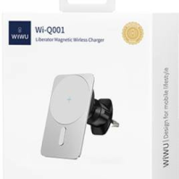 Держатель c беспроводной зарядкой в воздуховод WIWU Wi-Q001 15W магнитный серебристый