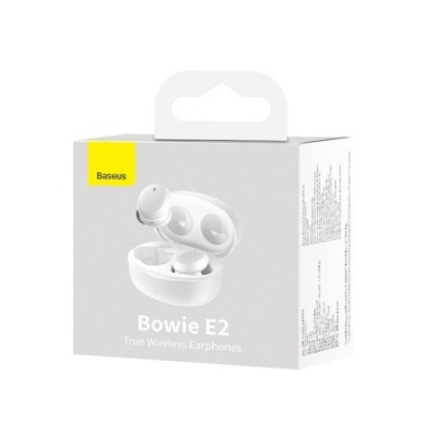 Мобильная Bluetooth-гарнитура Baseus Bowie E2 BT5.2/40mAh (300mAh)/5ч (NGTW090002) белая Мобильная Bluetooth-гарнитура Baseus Bowie E2 BT5.2/40mAh (300mAh)/5ч (NGTW090002) белая