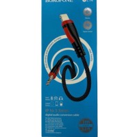 Кабель-переходник Borofone BL14 Lighting (папа) на AUX 3.5мм (папа) 1м  тканевой оплёт красно-черный